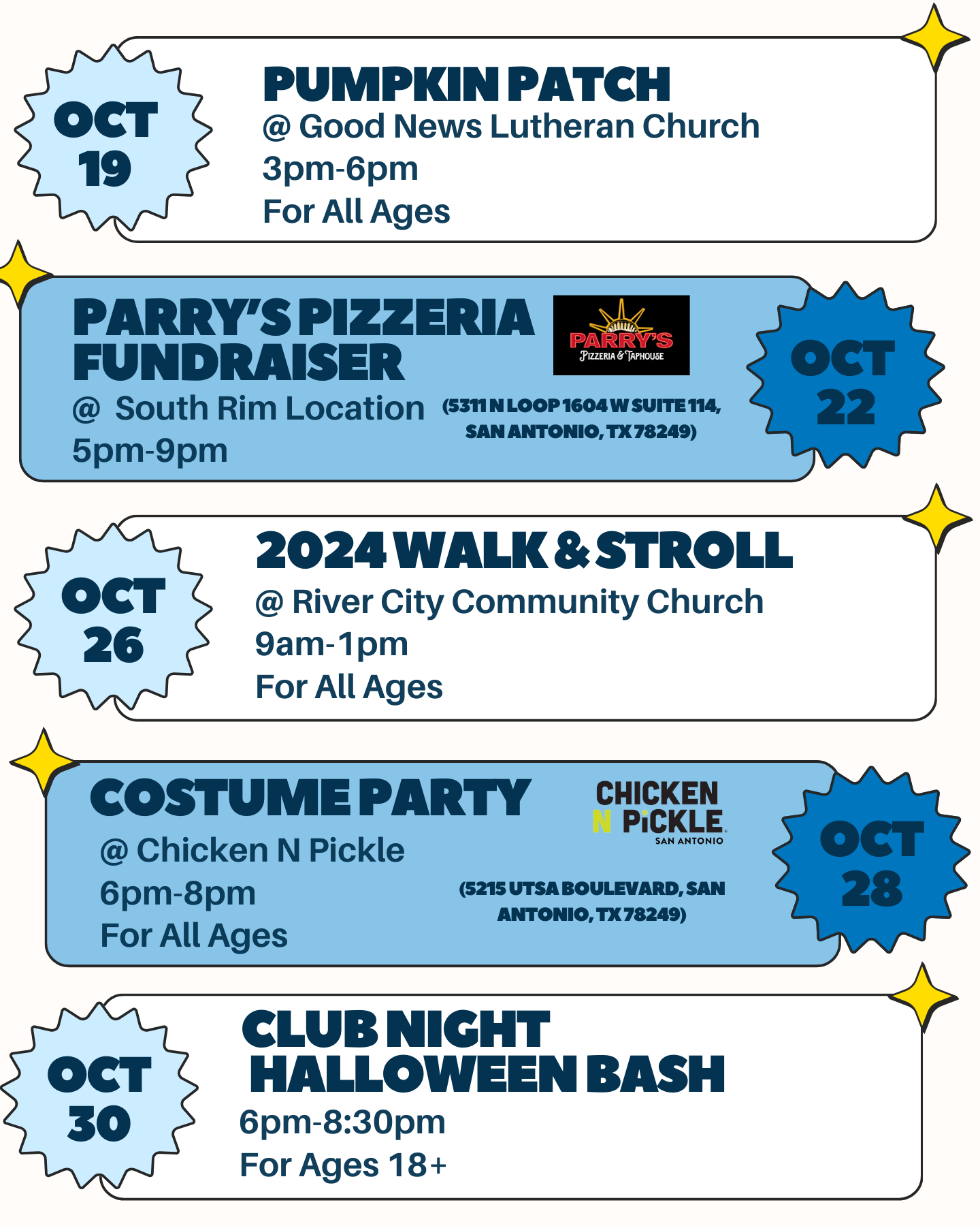 october Events Schedule